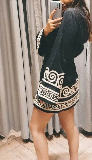 Bell Embroidered Sleeve Mini Dress