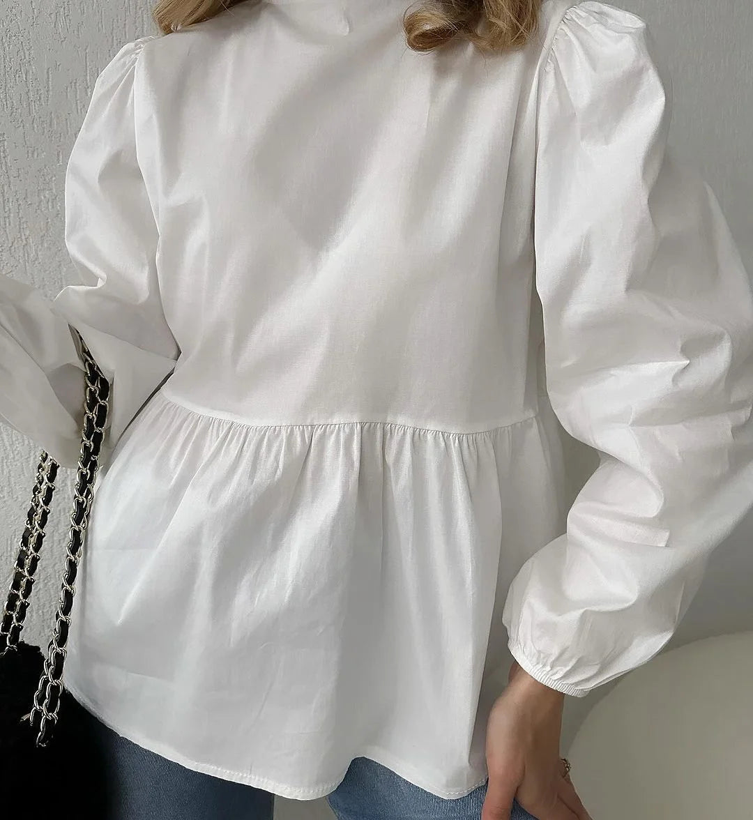 Puff Long Sleeves with Ties Blouse Shirt