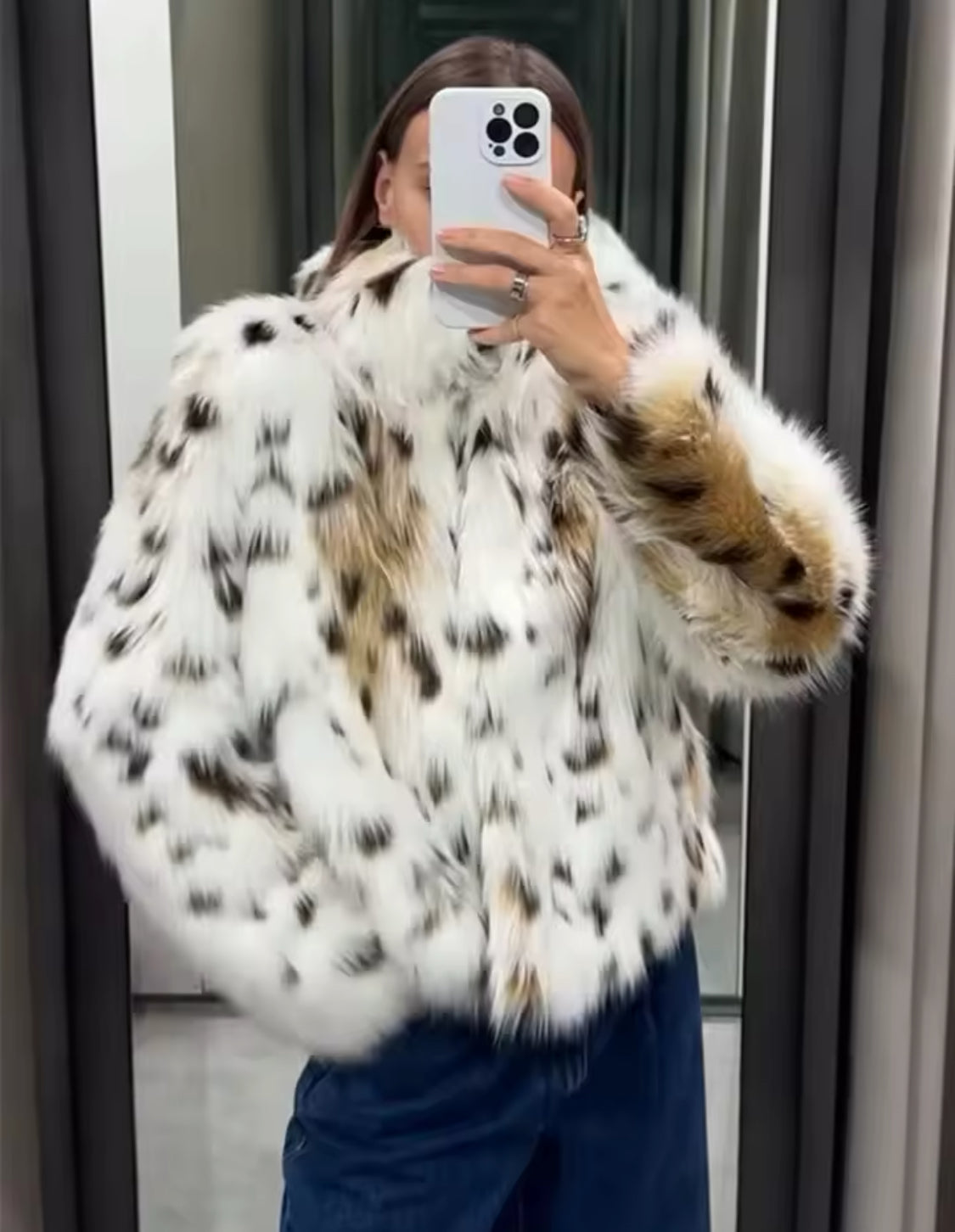 Factory Leopard Fur Coat Jacket size medium