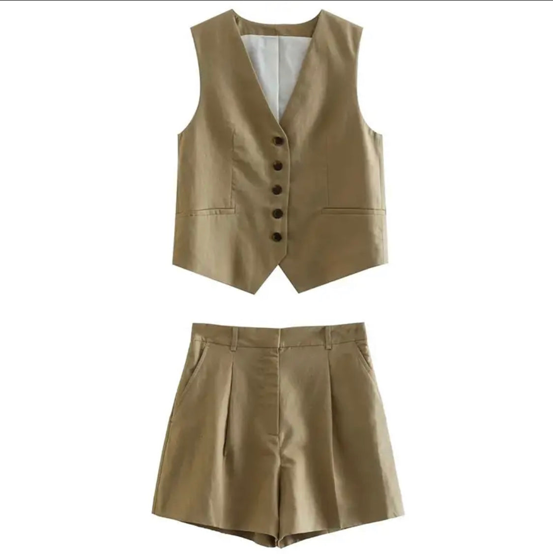 Casual Linen Shorts & Waistcoat
