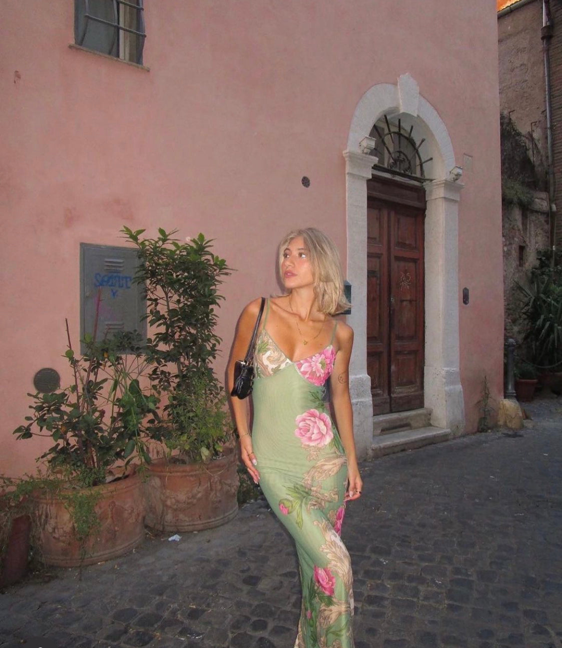 Green Roccoco Floral Printed Dress