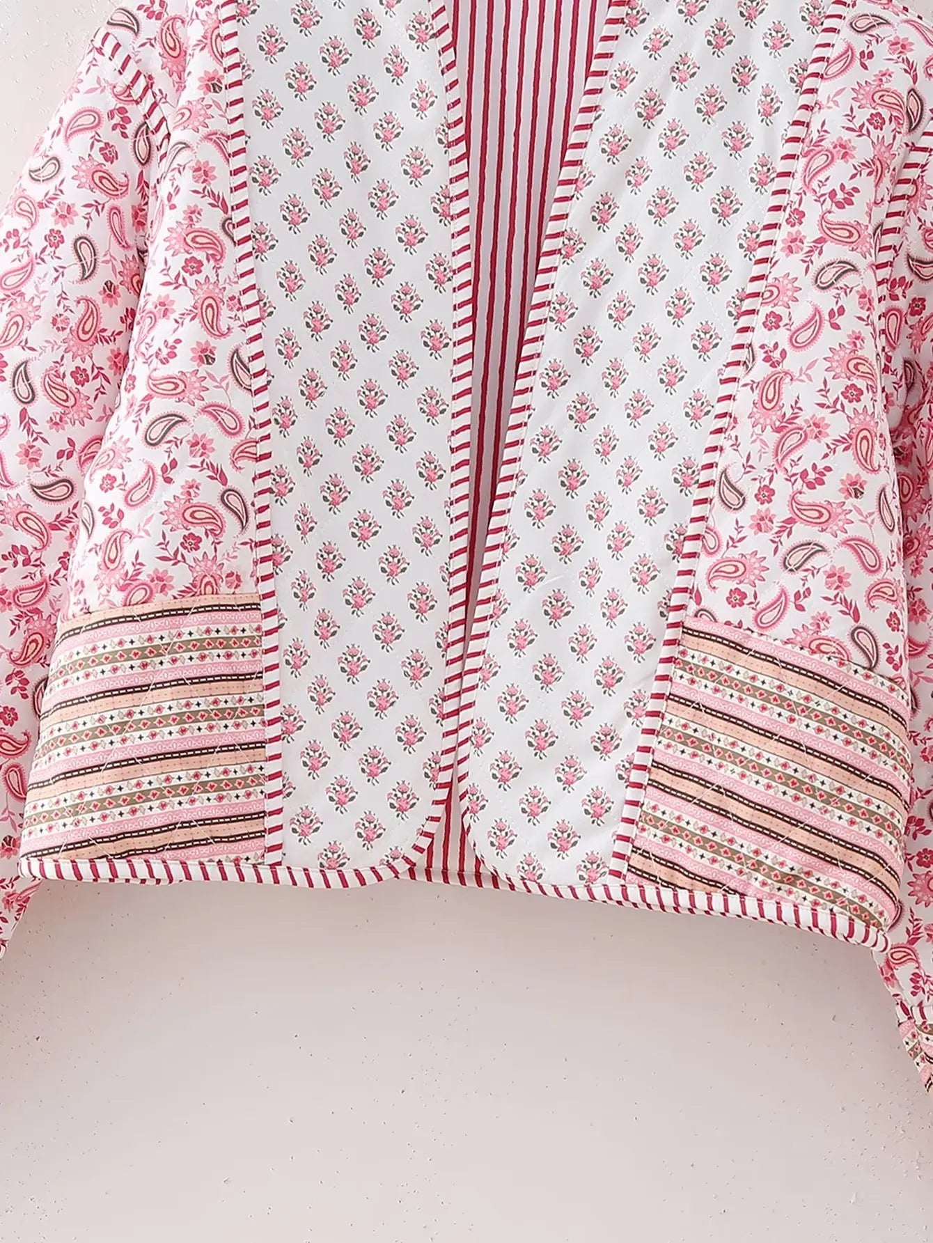 Pink Boho Reversible Paisley Cropped Jacket