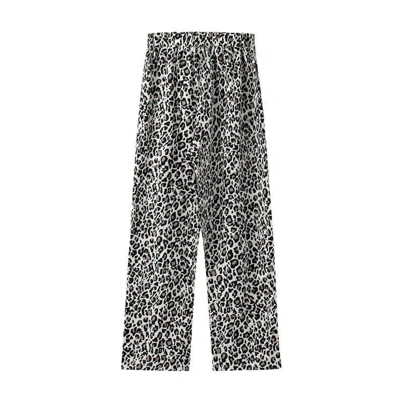 Leopard Print Trousers with Pockets