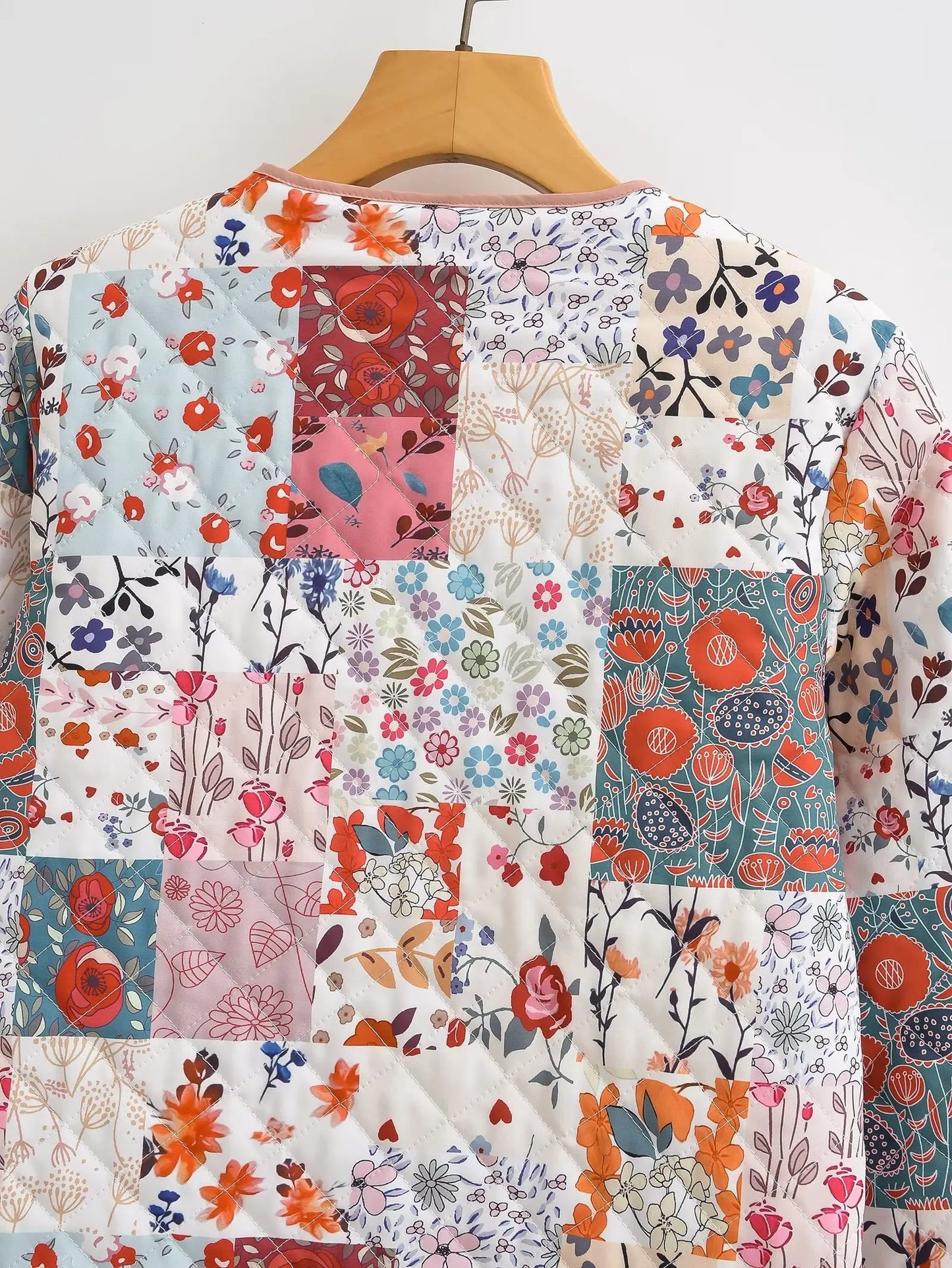 Quilted Floral Patchwork Print Boho Jacket