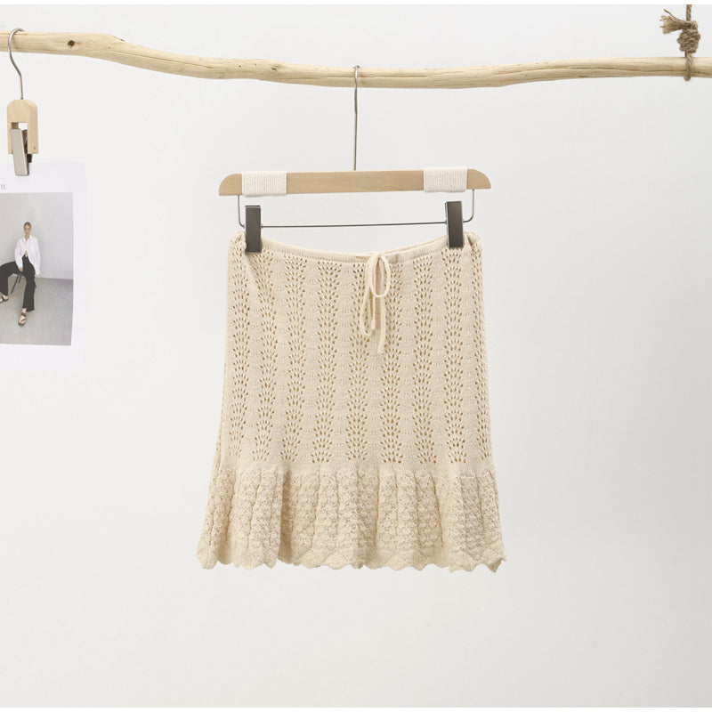 Hollow Out Knit Top and Skirt
