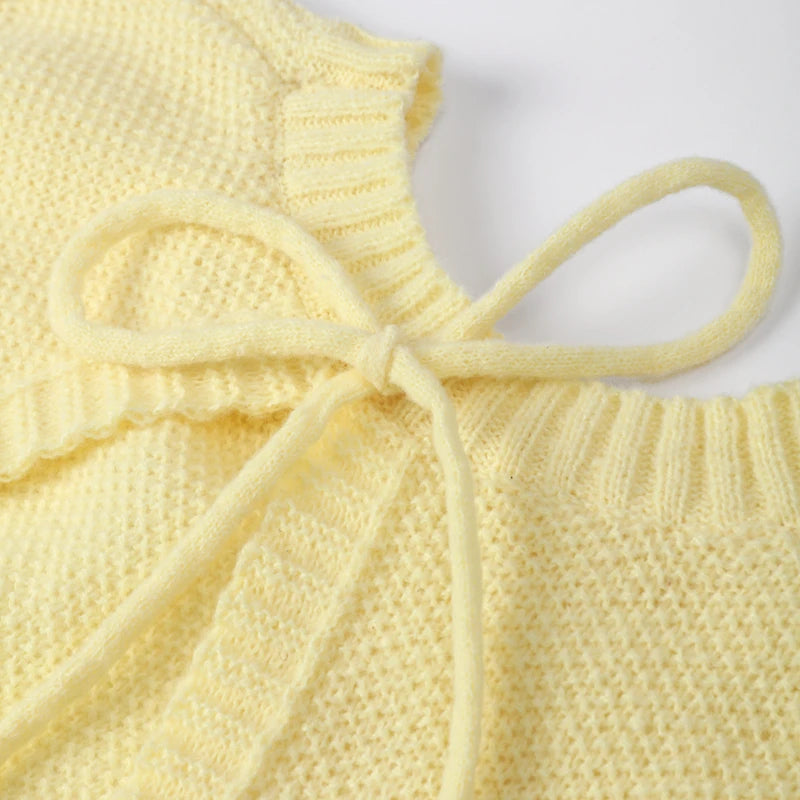 Yellow Backless Sweater Top