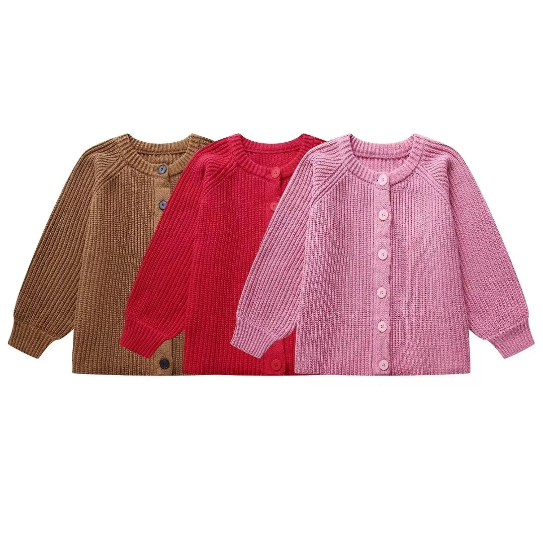 Round Neck Thick Knit Cardigan Different Colours
