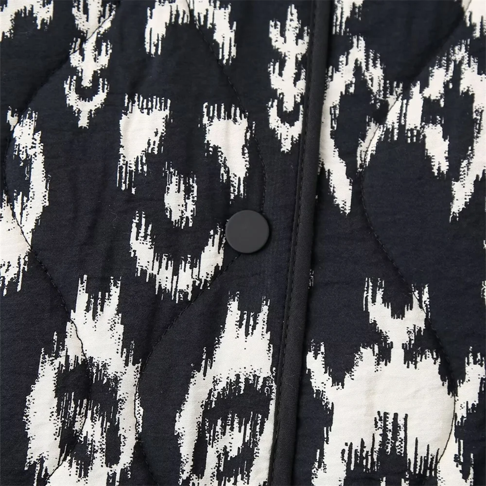 Black Print Quilted Boho Jacket