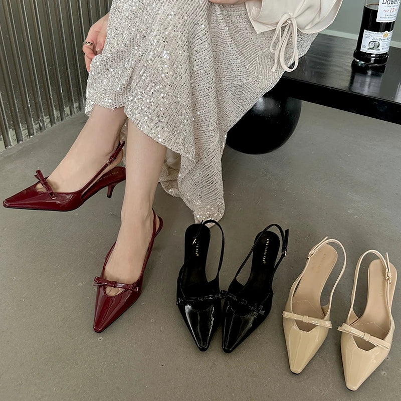 Patent slingback heels sales