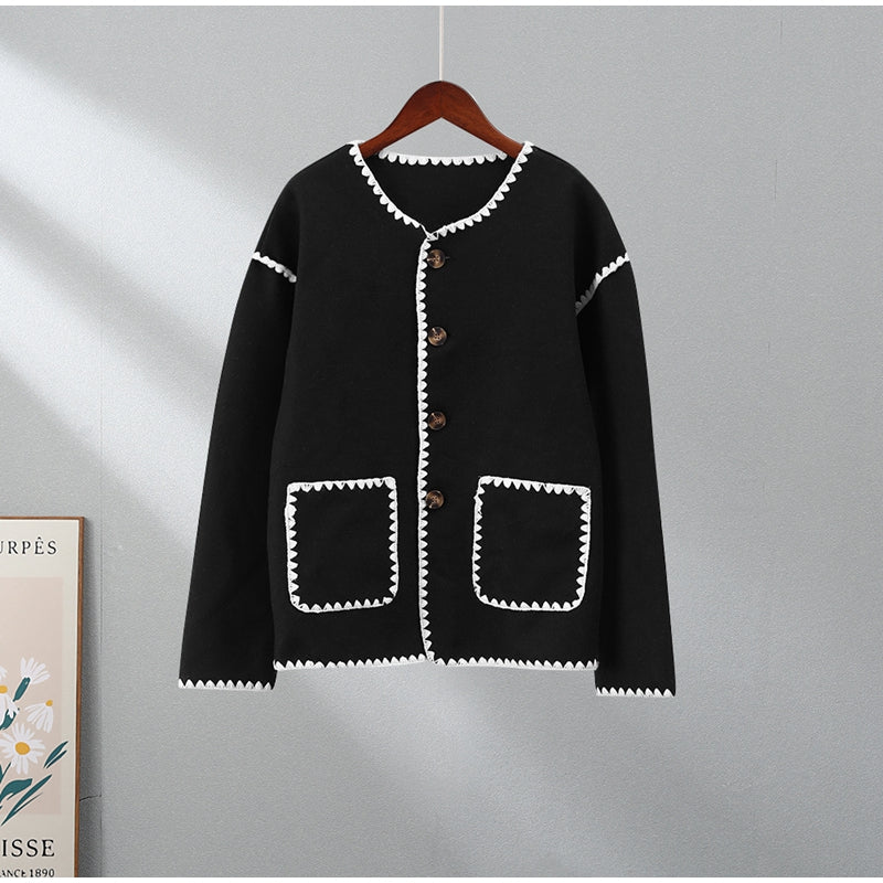 Embroidered Jacket Coat With Trims