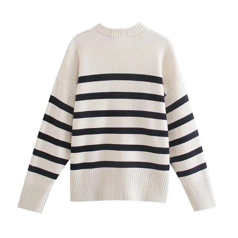Stripes Sweater Side Slits