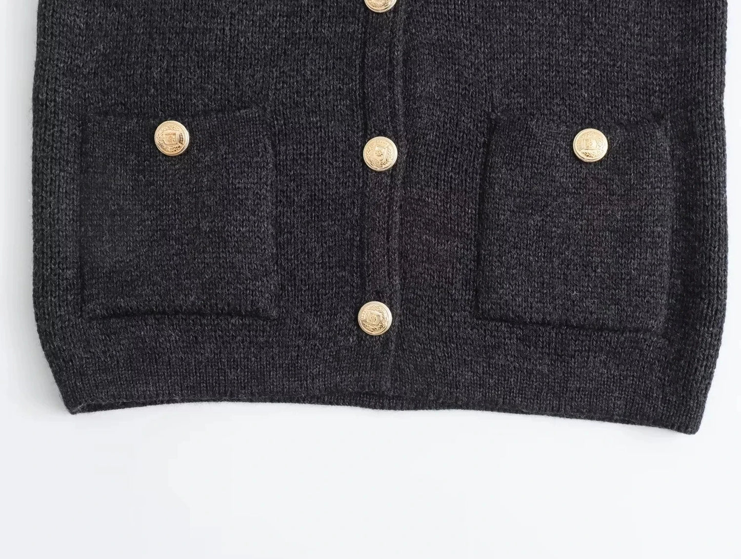 Knit Cardigan With Golden Buttons Black Or Beige