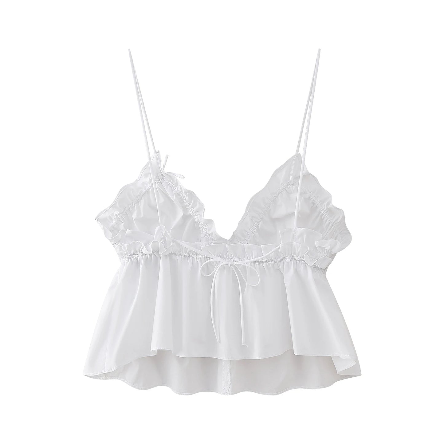 Frill Crop Top with Bow Detail