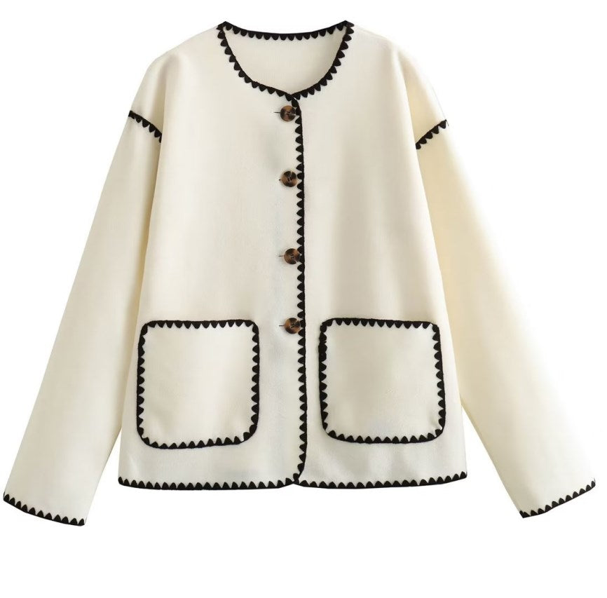 Embroidered Jacket Coat With Trims