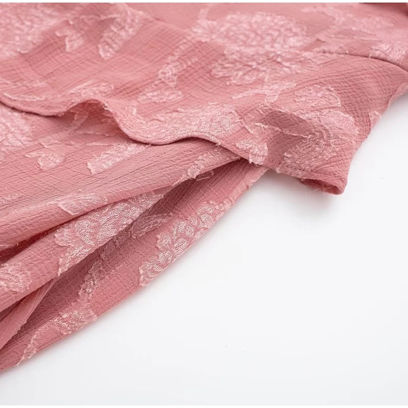 Pink Ruffles Floral Dress