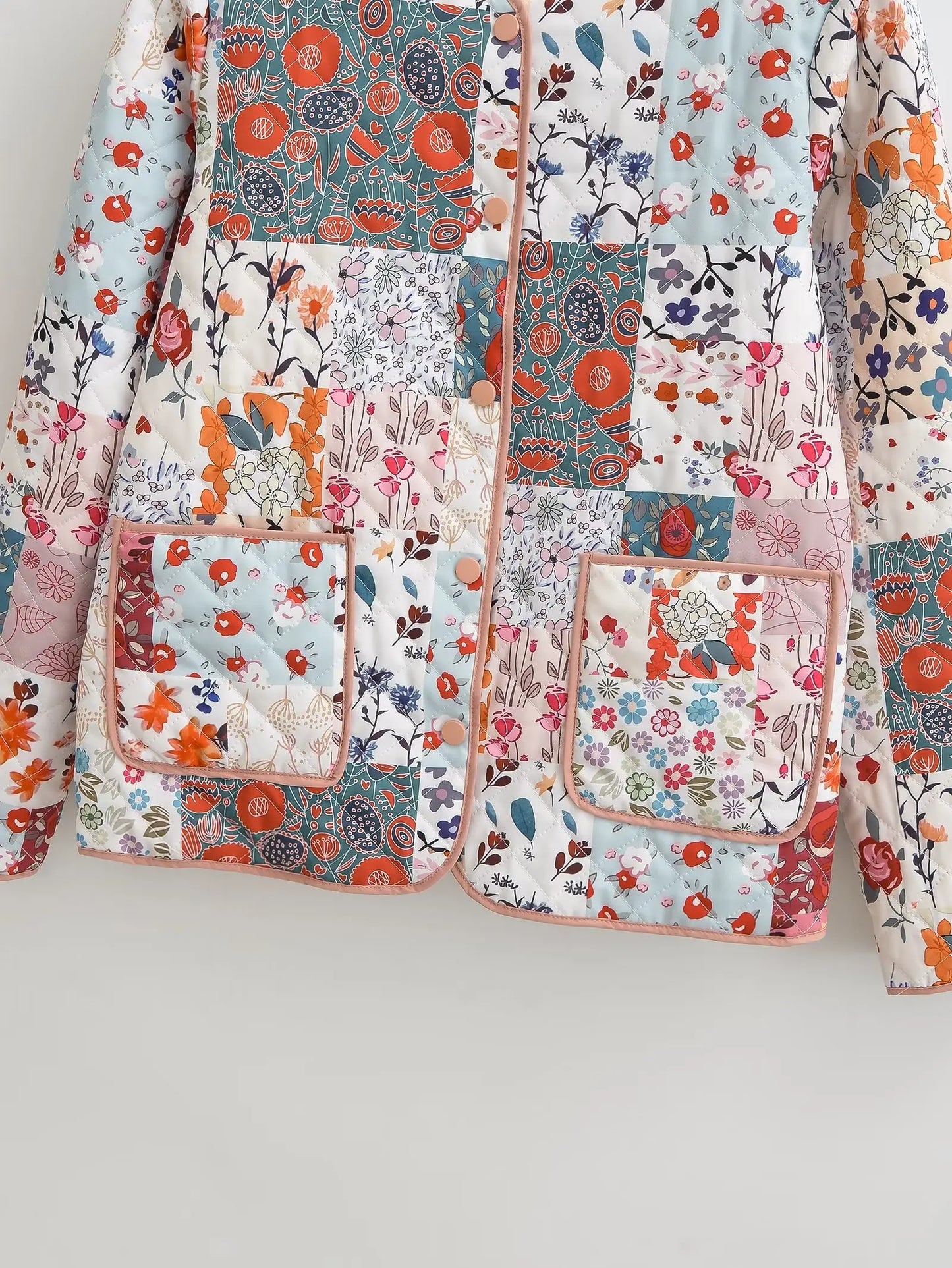 Quilted Floral Patchwork Print Boho Jacket