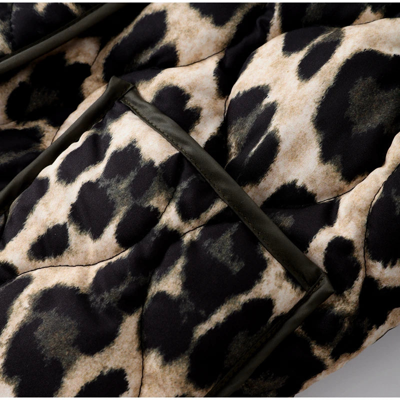 Leopard Print Quilted Jacket with Trims