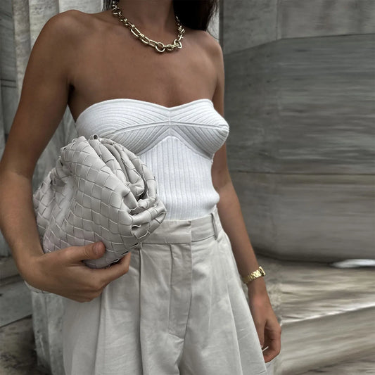 Knit Strapless Bustier Top