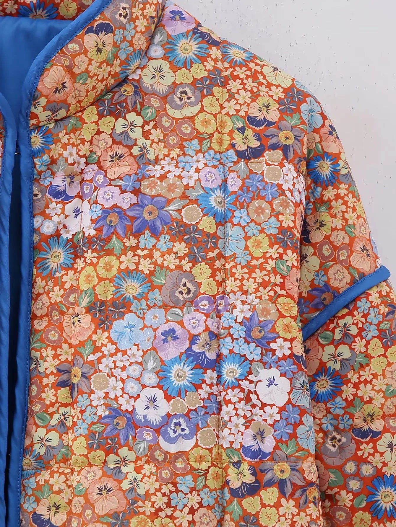 Quilted Orange Patchwork Print Boho Jacket