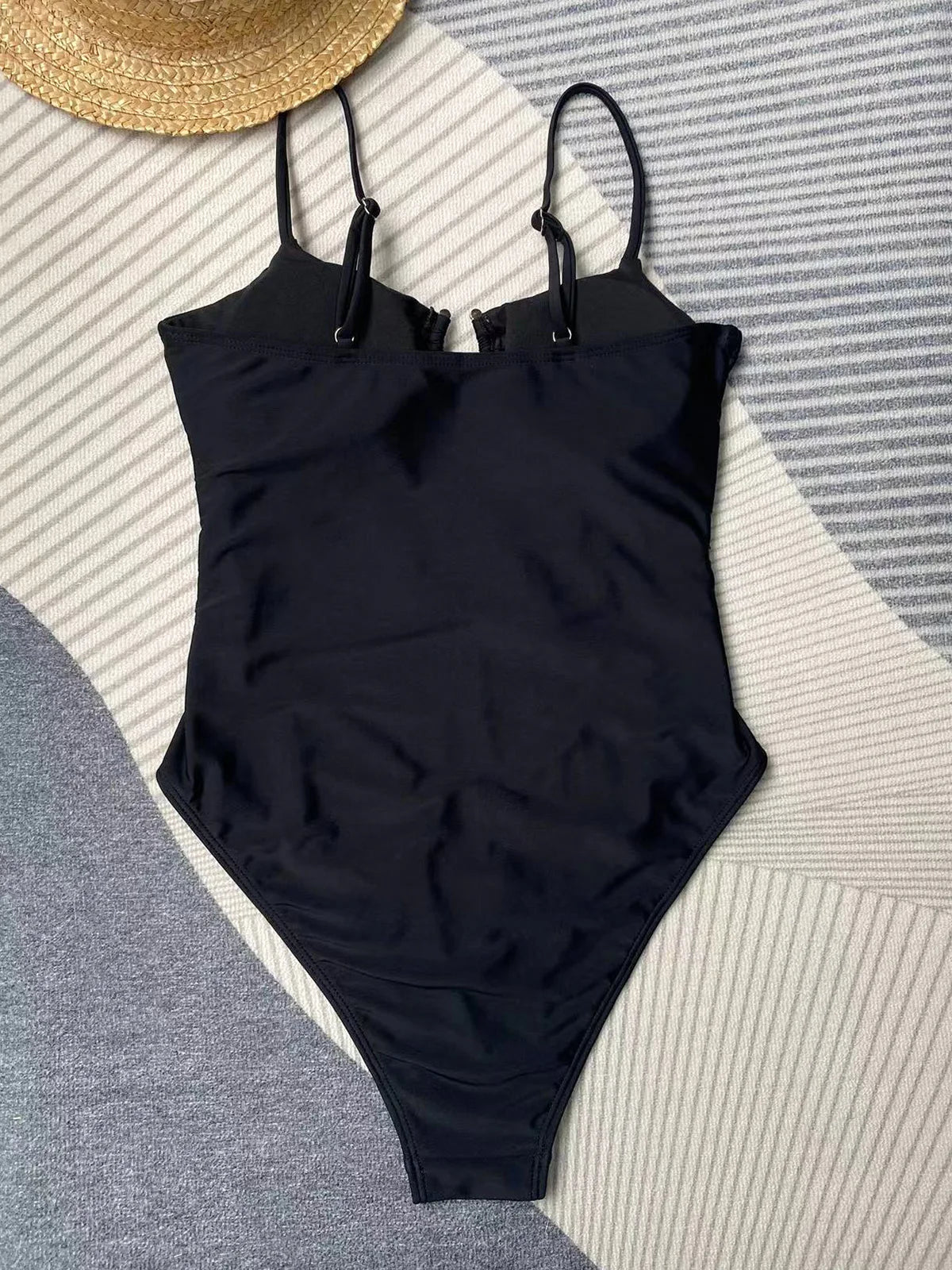 Metallic Loop Swimsuit Cutout Padded Bathing Suit