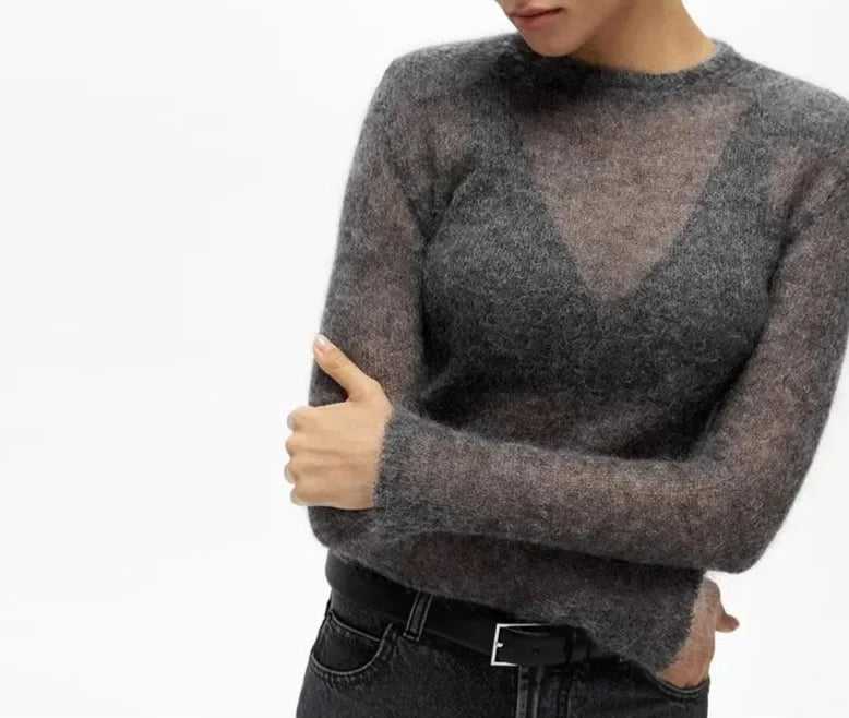 See Through Shoulder Padded Sweater