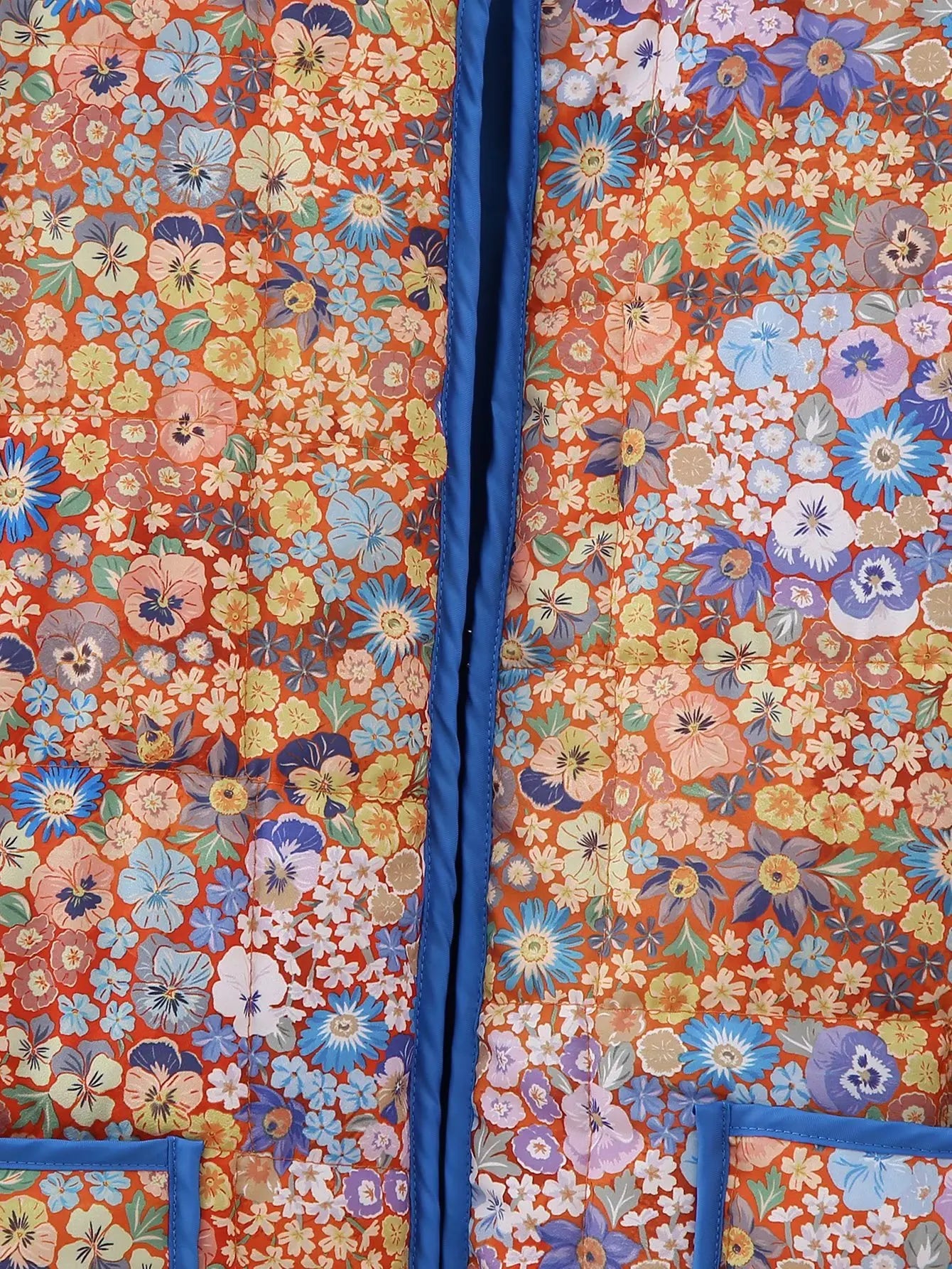 Quilted Orange Patchwork Print Boho Jacket