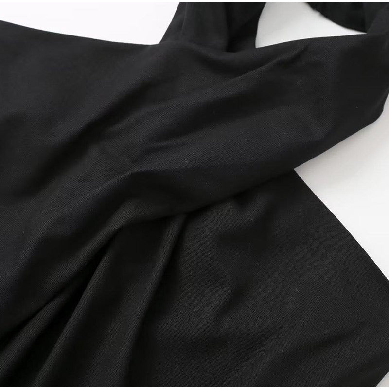 Black Linen Tassled Fringe Dress