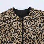 New Leopard Print Quilted Jacket with Trims