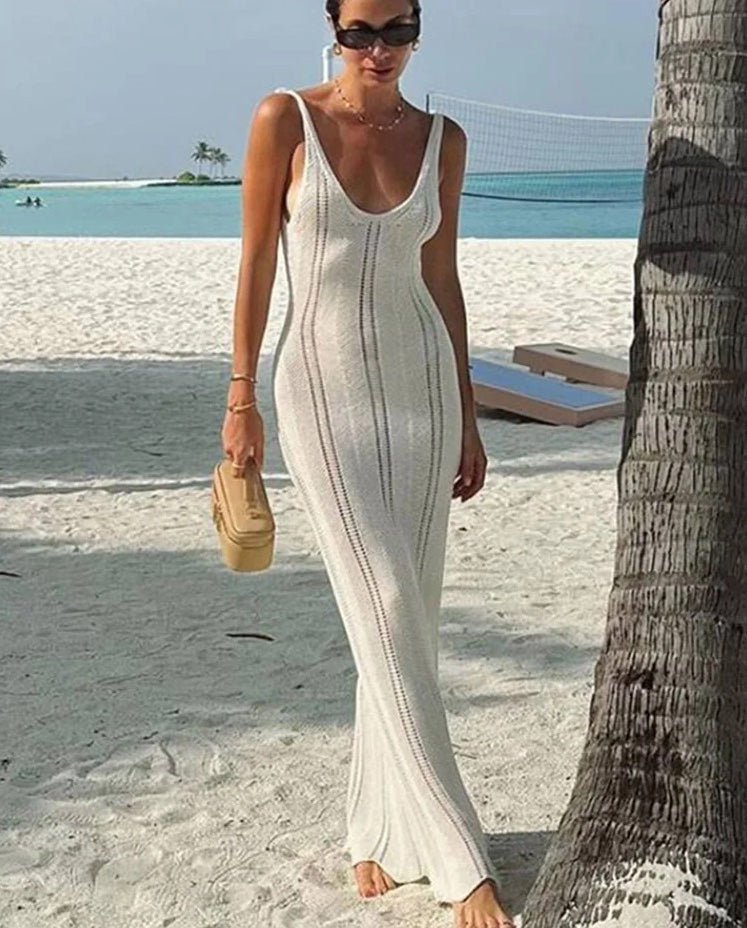 Knitted Low Back Sheer Dress