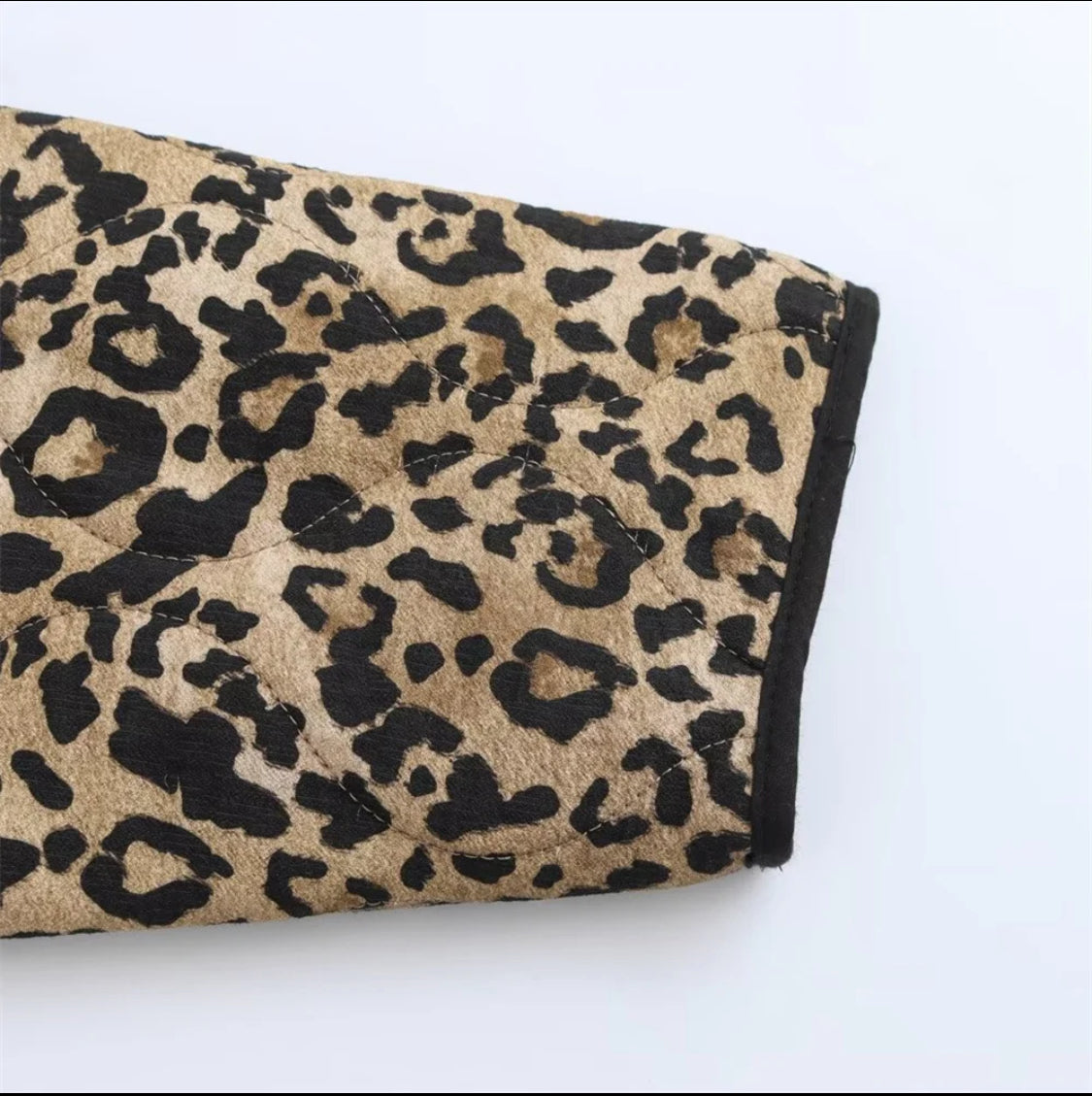 New Leopard Print Quilted Jacket with Trims