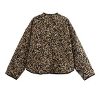 New Leopard Print Quilted Jacket with Trims