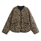New Leopard Print Quilted Jacket with Trims