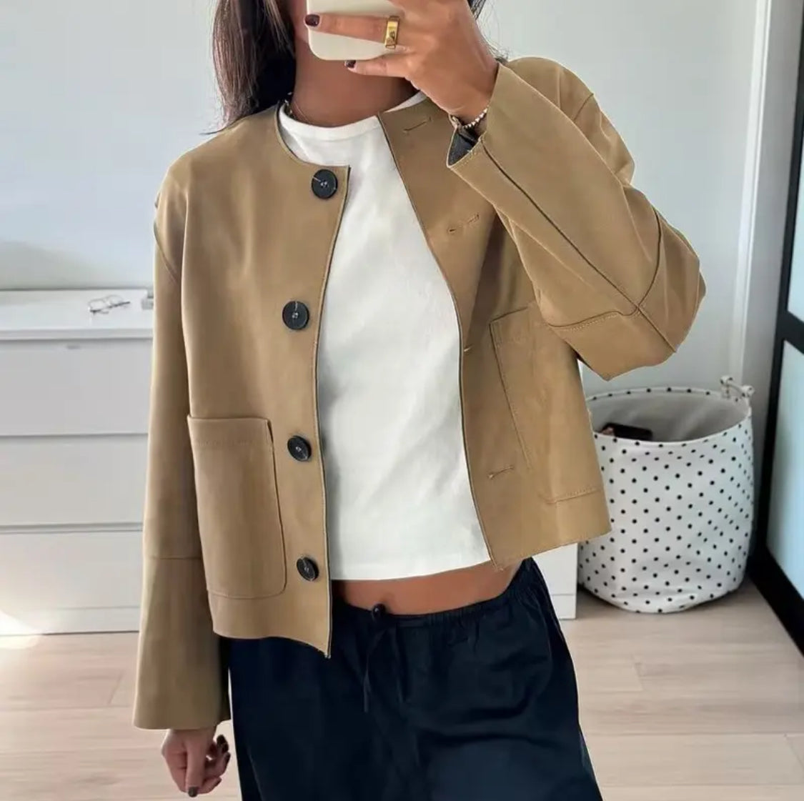 Faux Suede Cropped Jacket