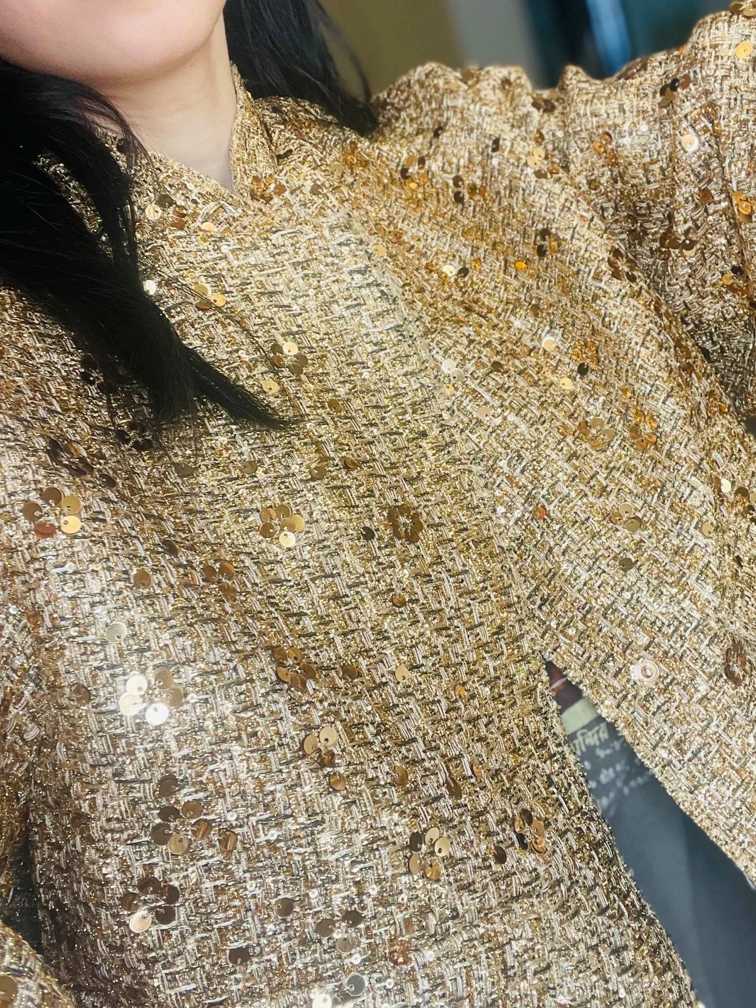 Gold Sequins Bomber Jacket