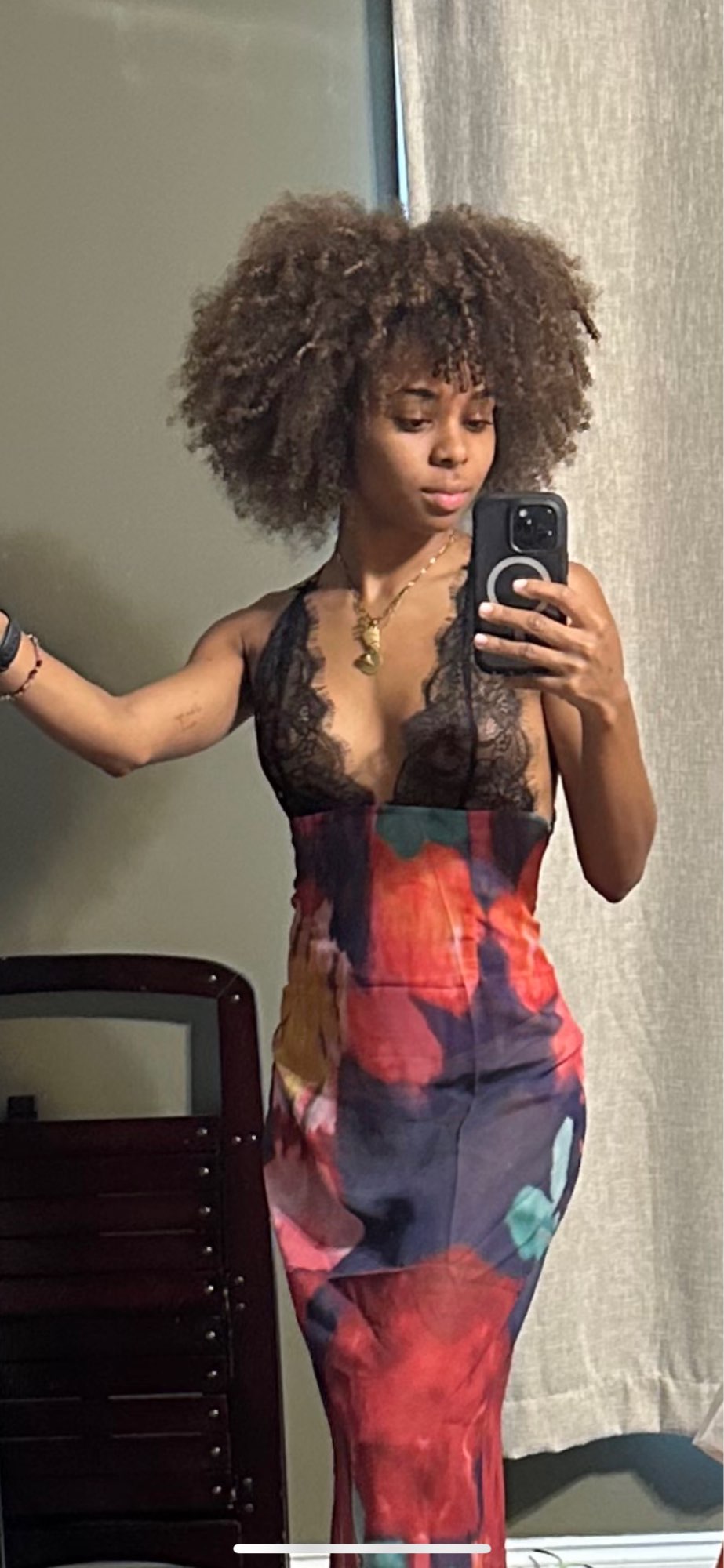 Floral Lace Tie Dye Long Slip Dress