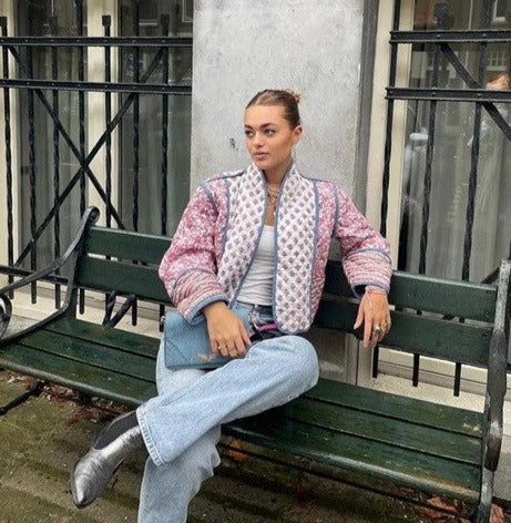 Reversible Quilted Patchwork Oversized Cropped Boho Jacket