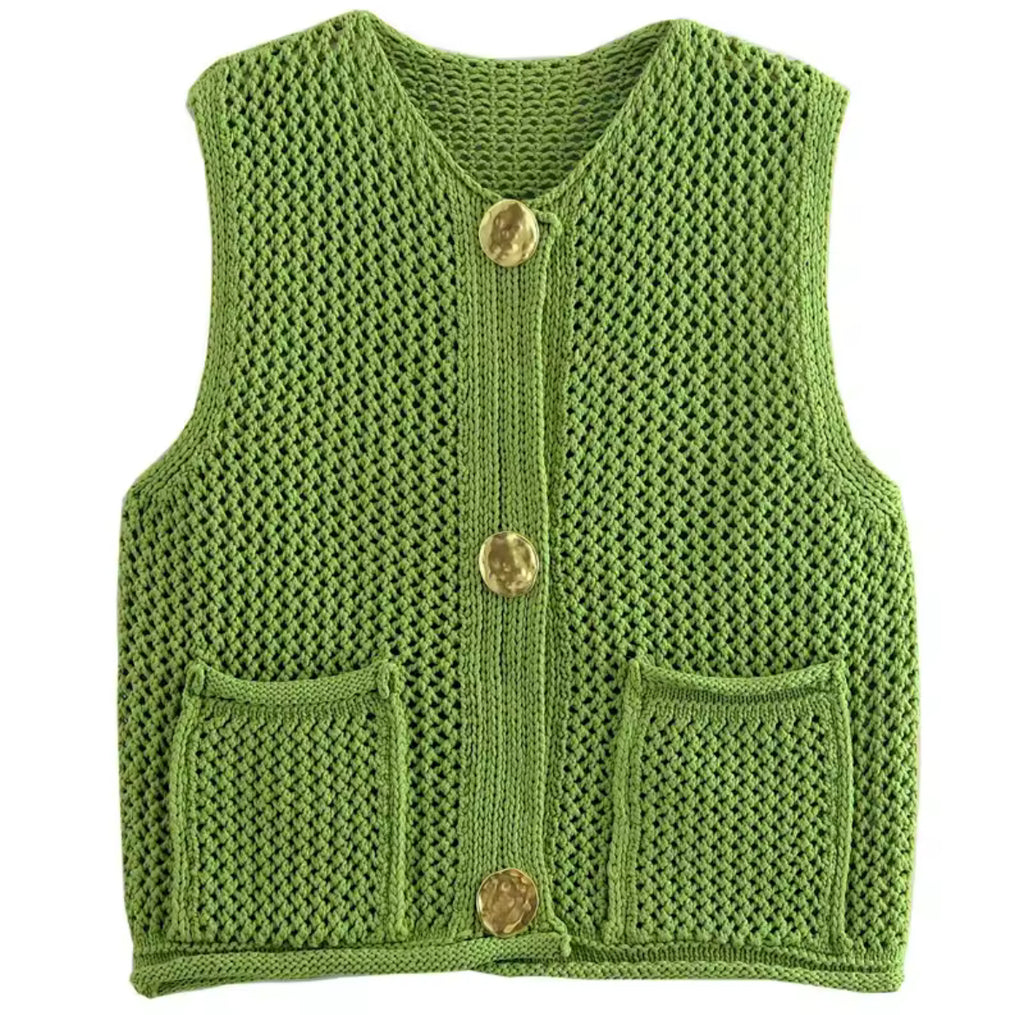Chunky Knit Gilet with Gold Buttons