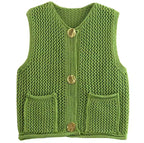 Chunky Knit Gilet with Gold Buttons