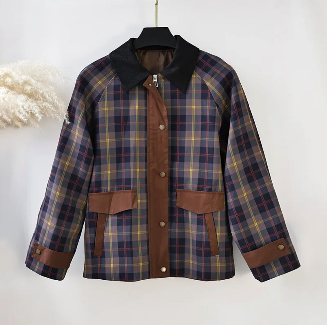 Collared Check Parka Jacket