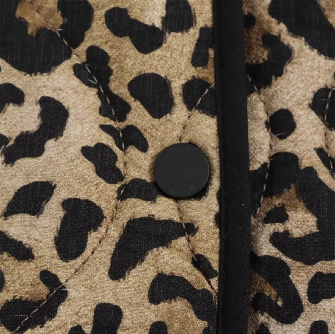 New Leopard Print Quilted Jacket with Trims