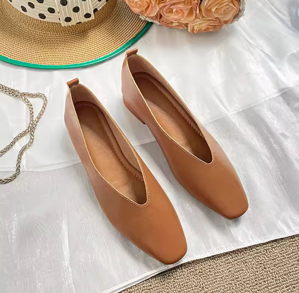 French Square Toe Flats