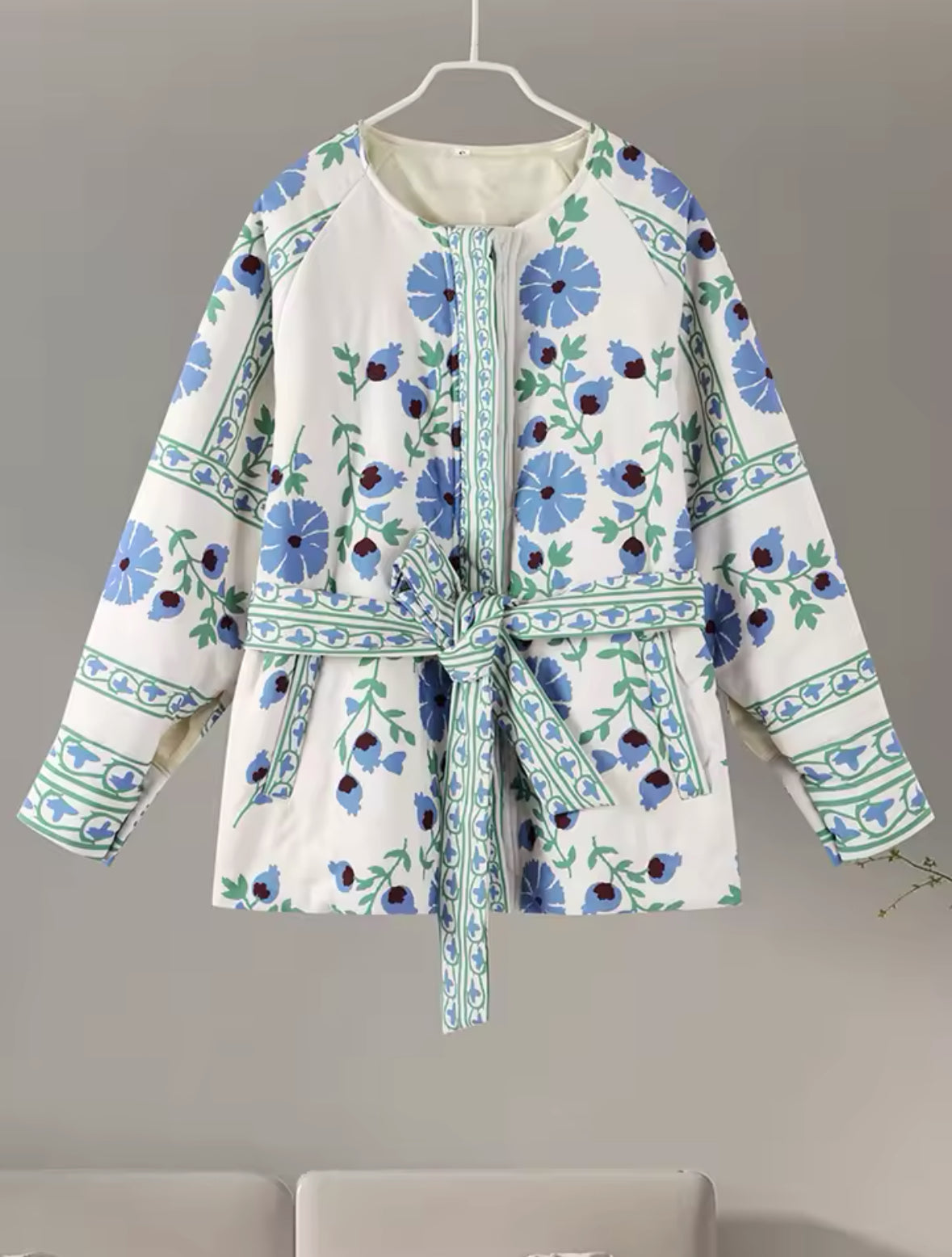 Floral Quilted Belted Jacket