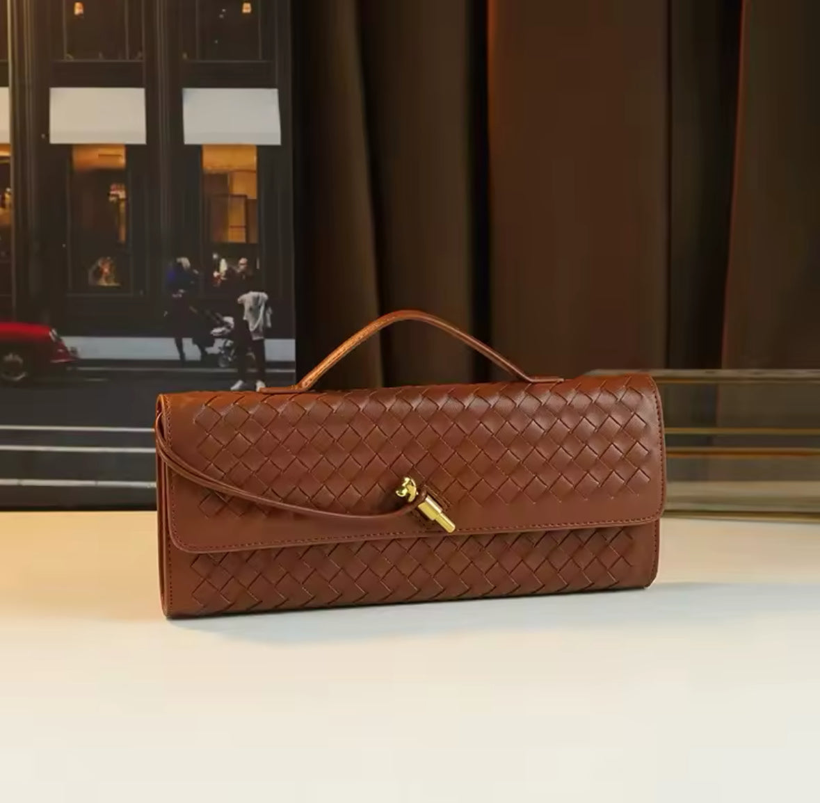 Weave Effect Clutch Crossbody Bag