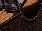 Leather Weave Tote Basket Bag