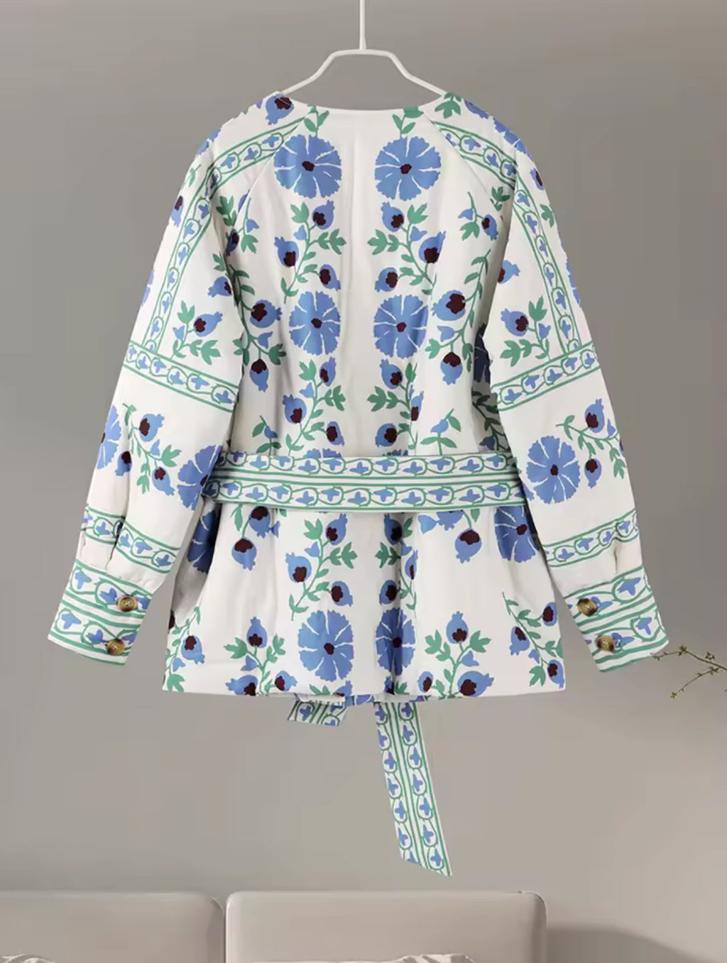 Floral Quilted Belted Jacket