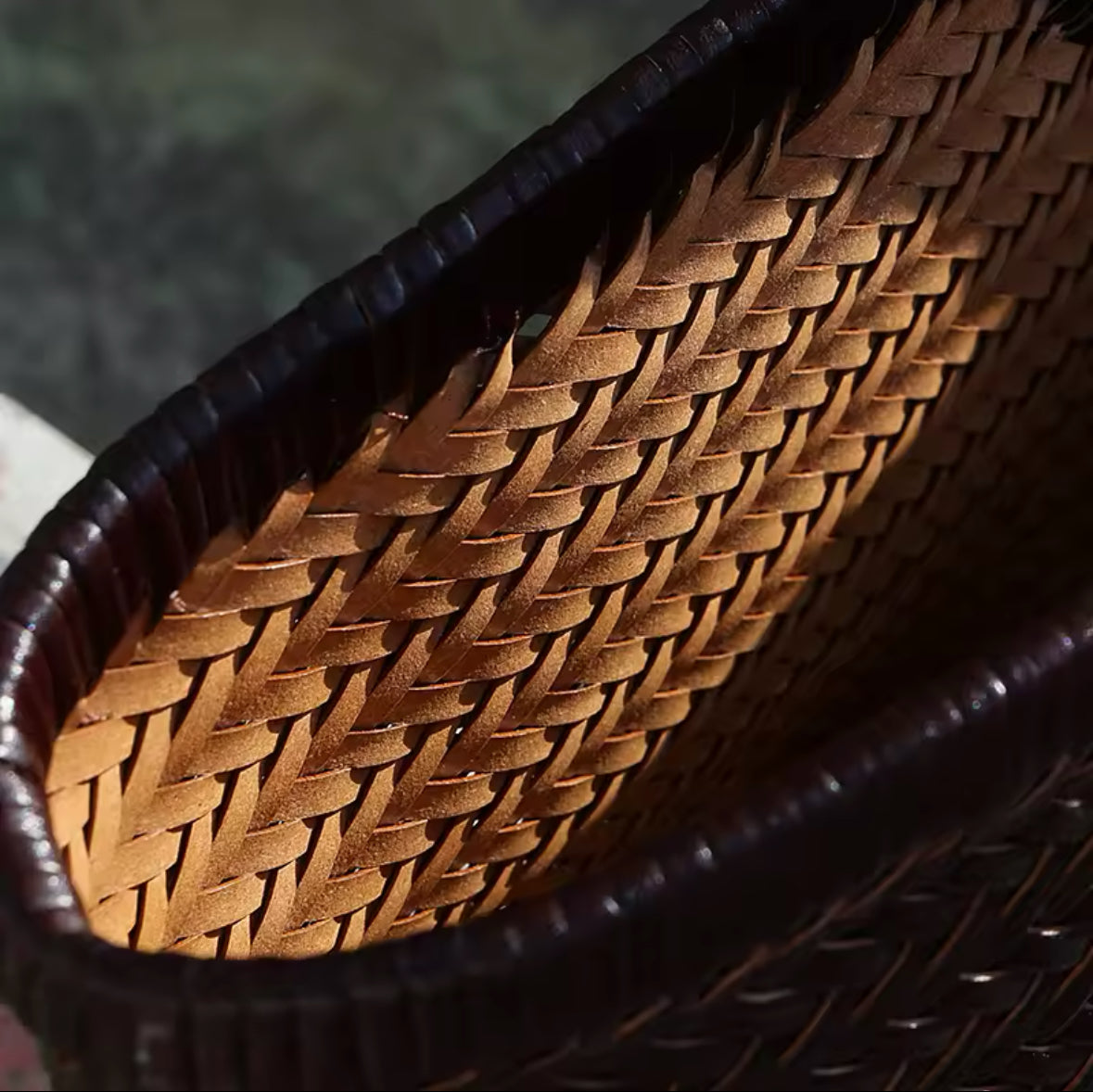 Leather Weave Tote Basket Bag