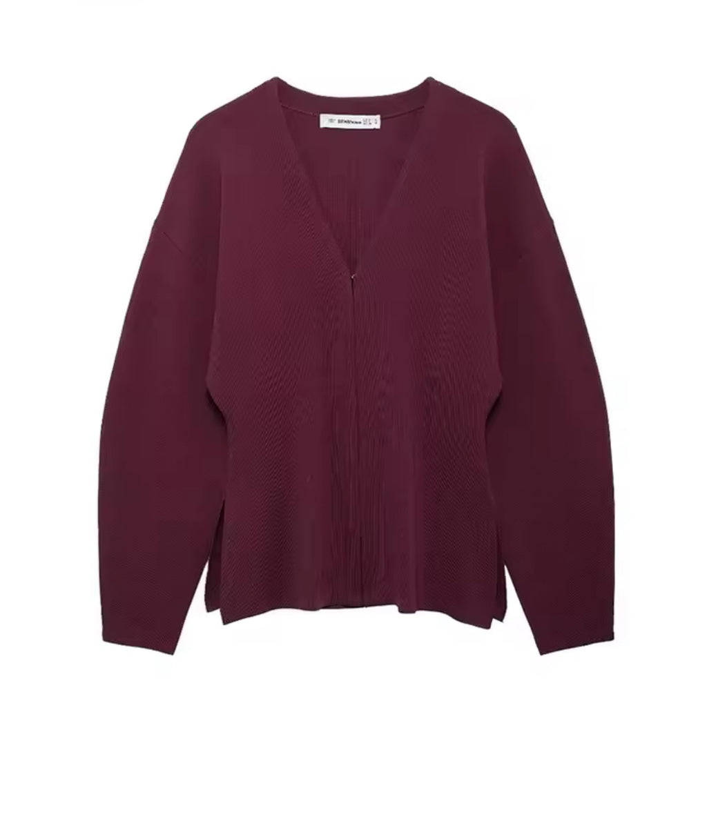 Cinched Waist Cardigan with Matching Skirt