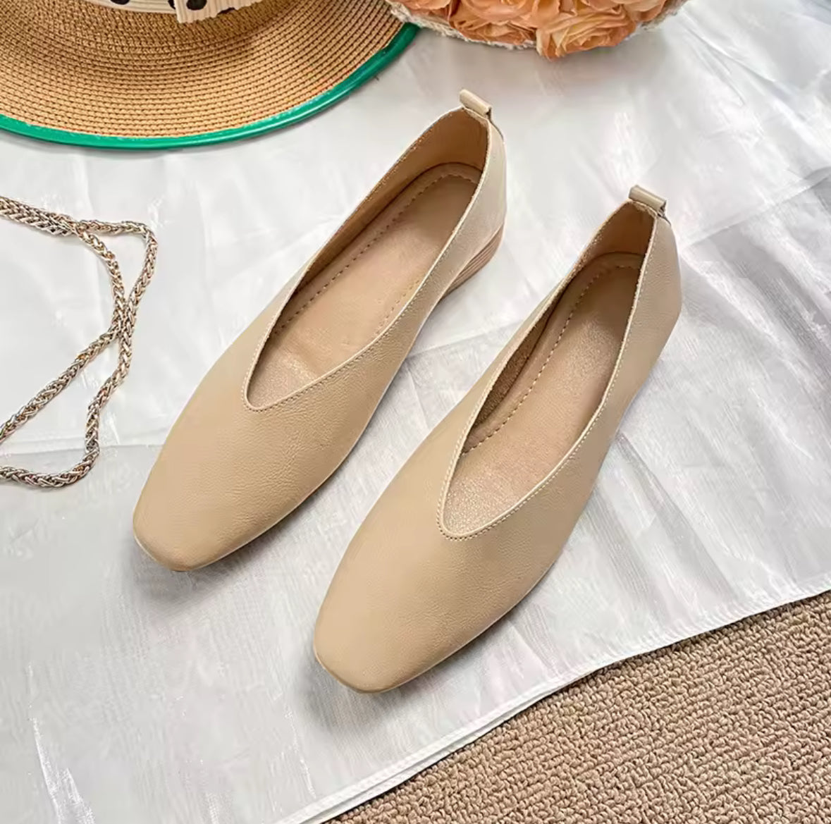 French Square Toe Flats