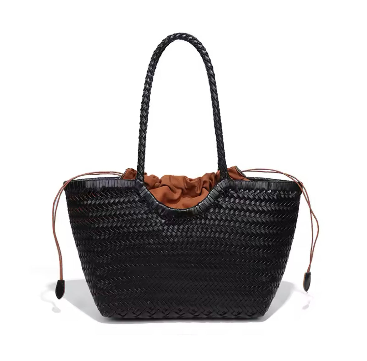 Leather Weave Tote Basket Bag