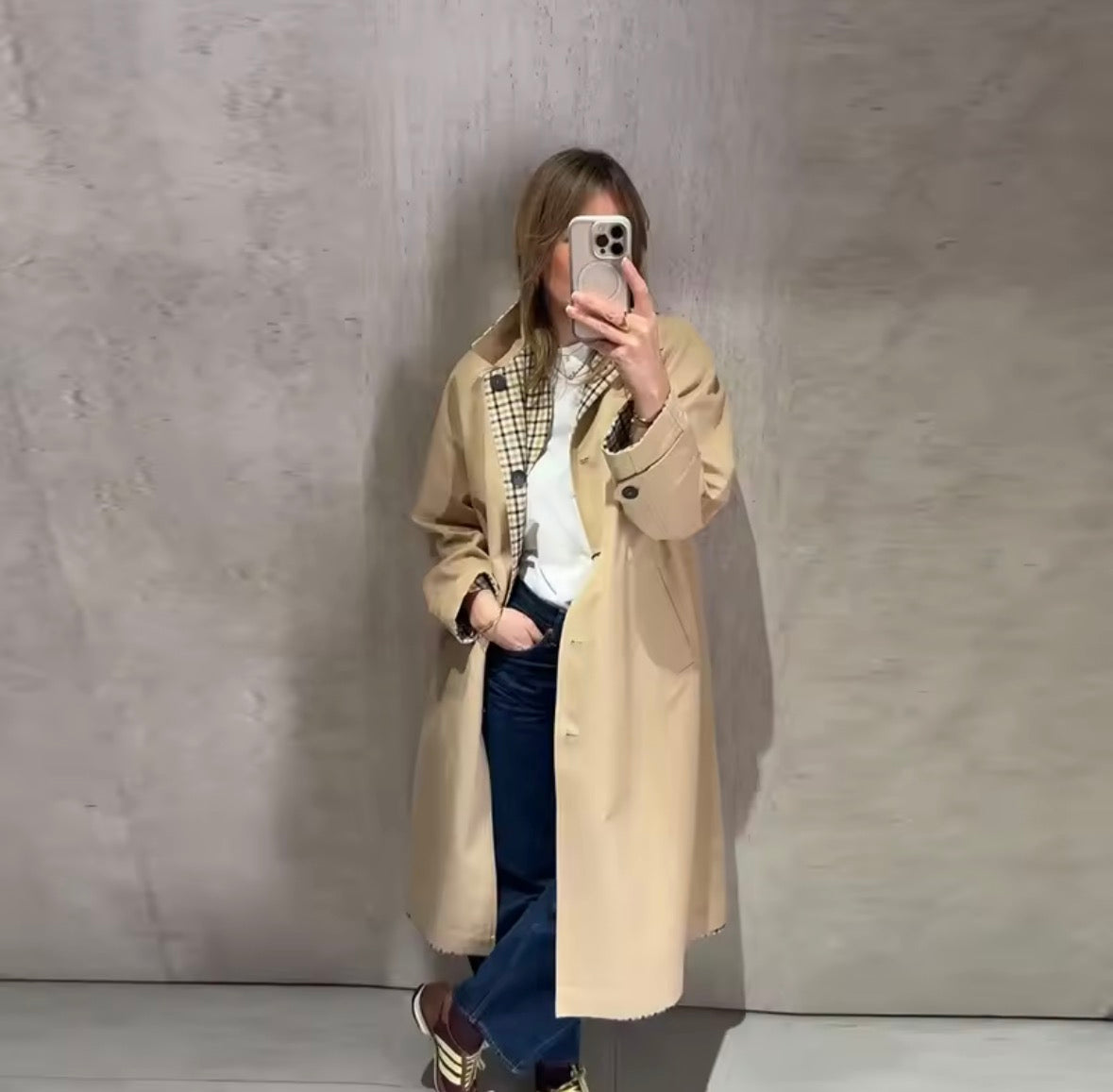 Beige Reversible Trench Coat